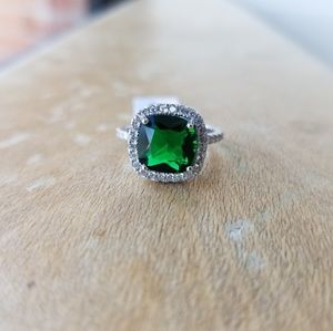 3ct Emerald Sterling Silver Ring
